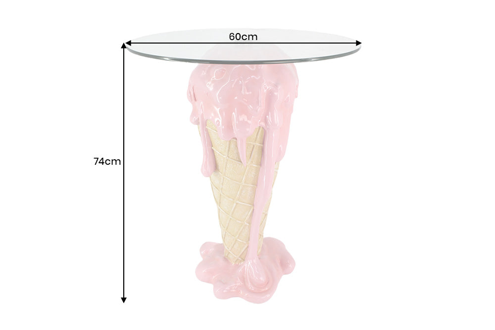 Bistro bar table ICE CREAM 75cm w/ tempered glass pink beige