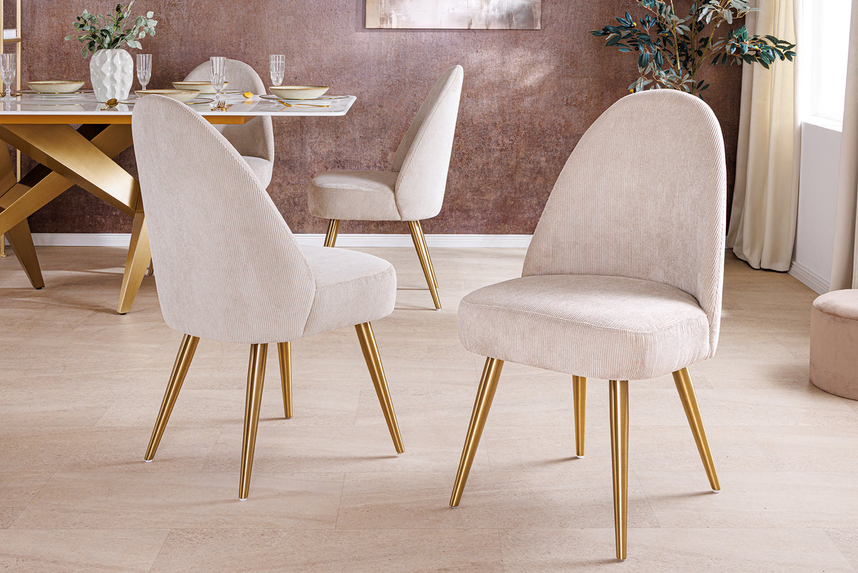 Chair MIA CASA cord beige metal legs champagne gold