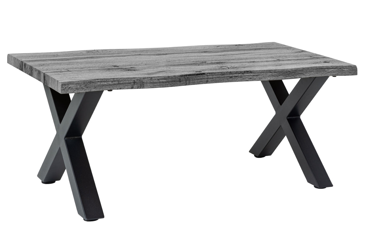 Coffee table WILD 90cm table top 30mm X-legs wild oak look grey