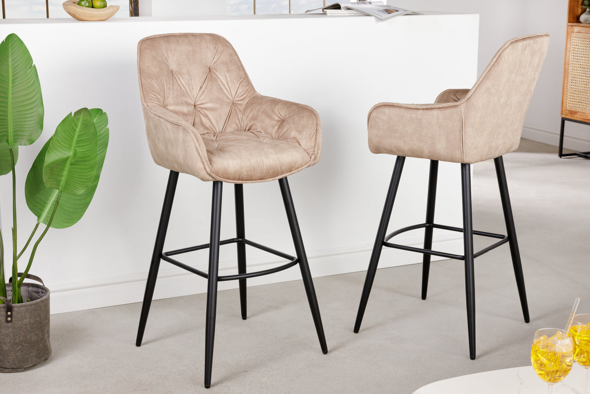 Bar stool MILANO 75cm velvet champagne