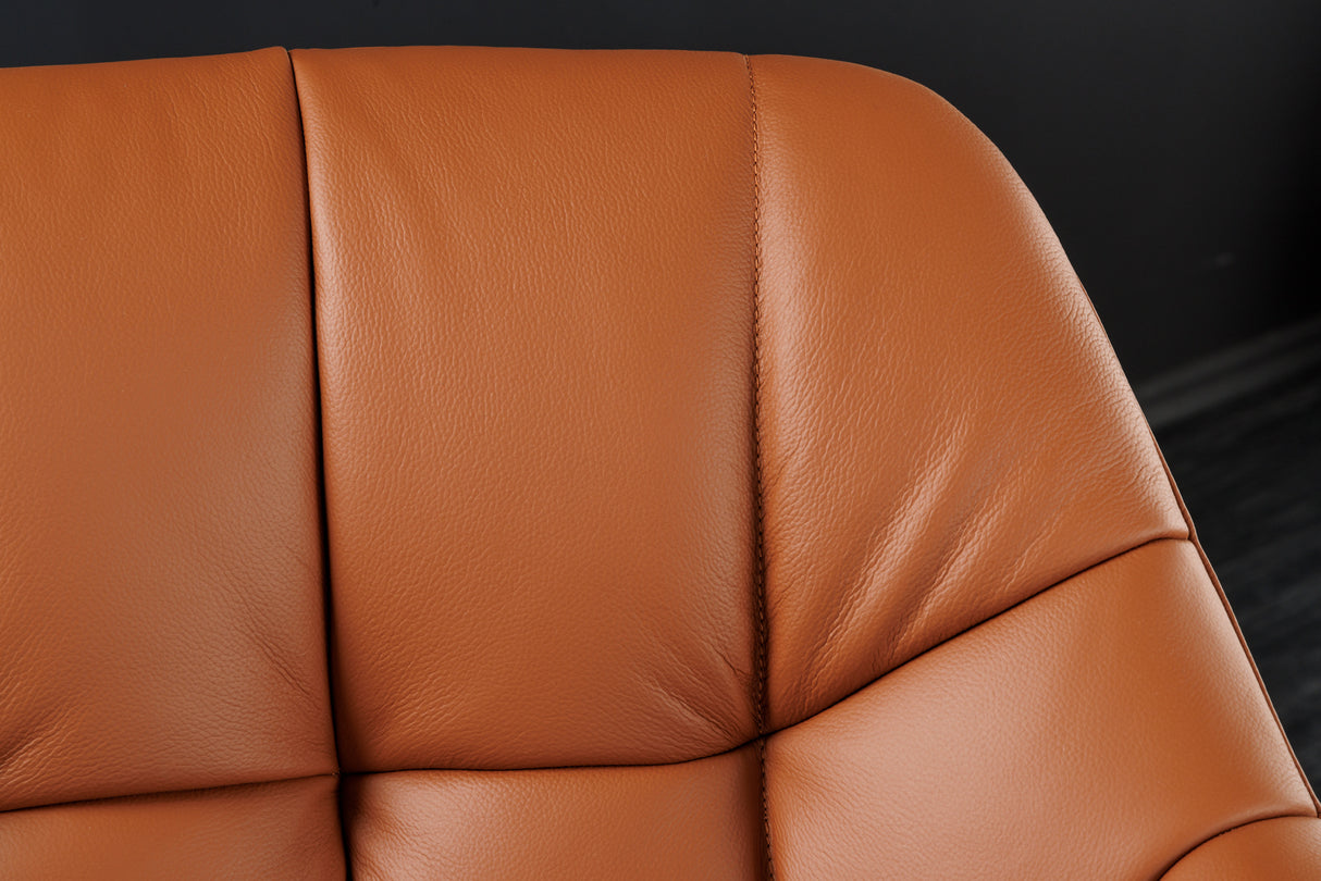 Swivel chair PAPILLON rotatable 180° w/ armrests leather cognac black