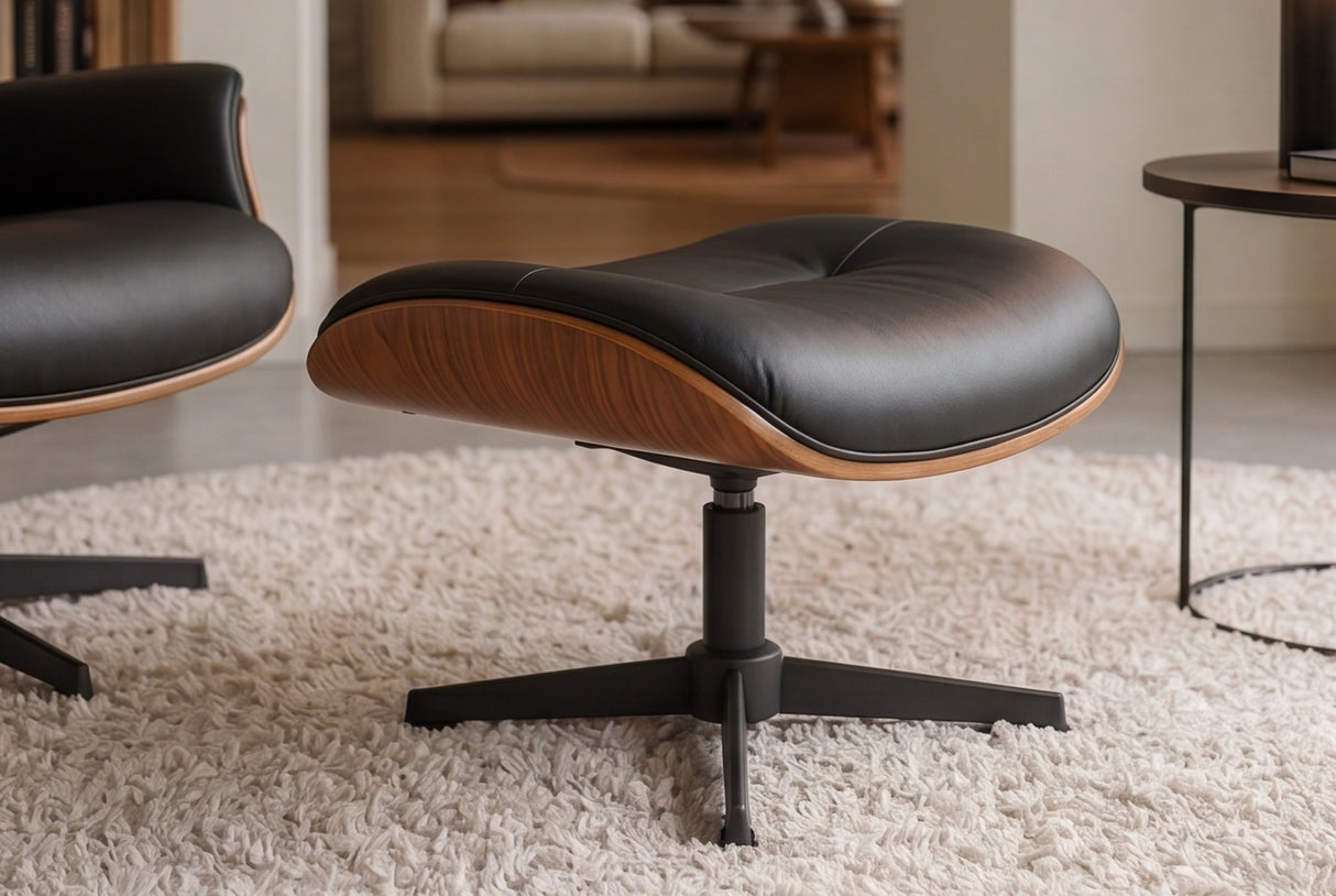 Hocker VOGUE drehbar 360° Pappel furniert Kunstleder schwarzbraun