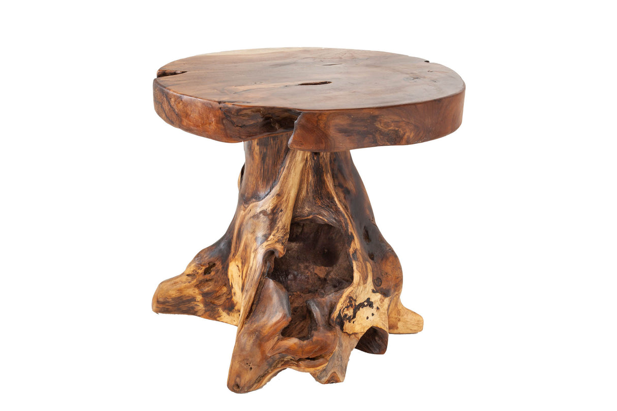Stool side table ROOT 40cm massive teak wood