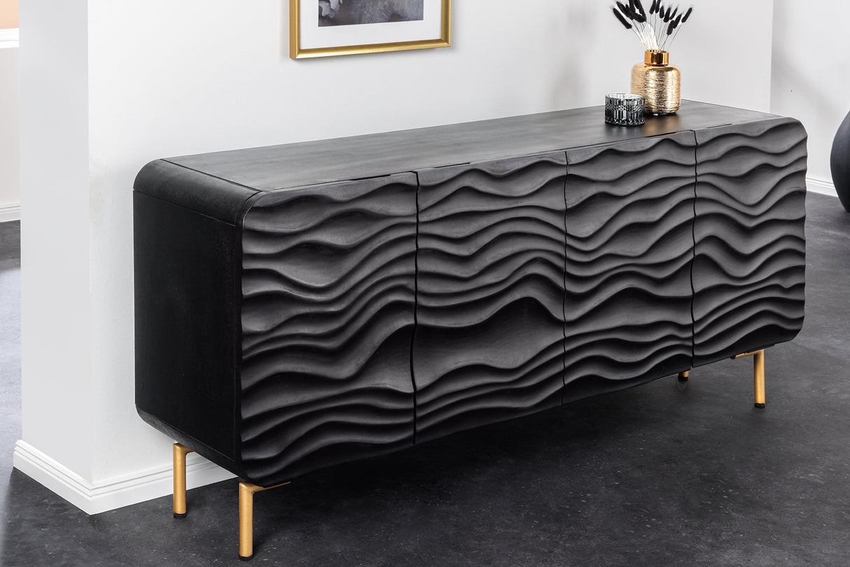 Sideboard WAVE 160cm Mangoholz schwarz