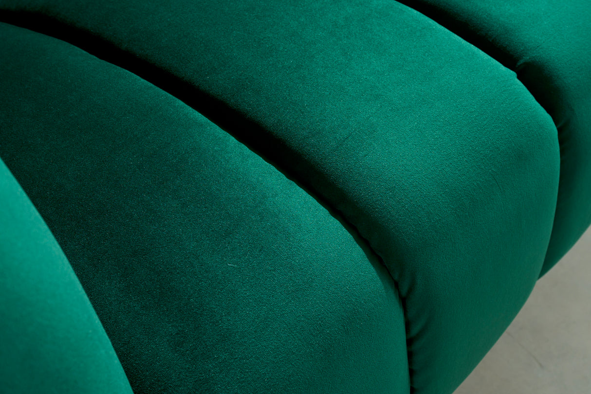 Sofa NOBLESSE 165cm 2-Sitzer Samt smaragdgrün mit goldenen Füßen