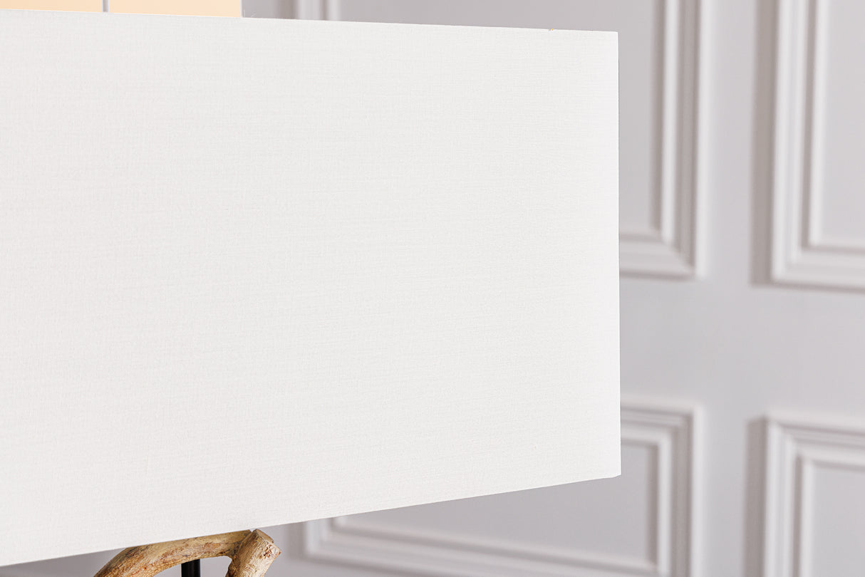 Table lamp THE WAVE 60cm teak wood lampshade white