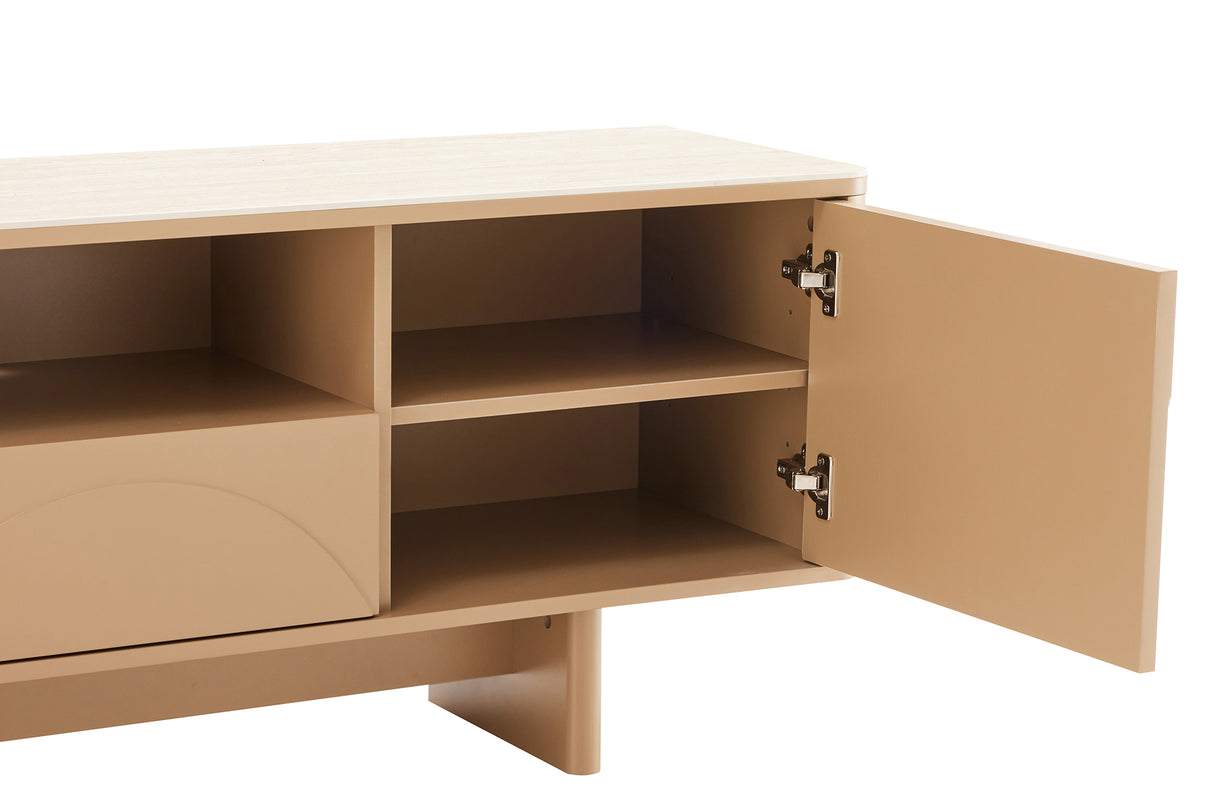 TV-Wand SAVOY 150 cm 3D Natur mit Travertin-Marmor-Keramikplatte