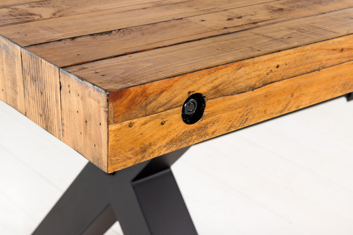 Dining table THOR 300cm X-legs pinewood vintage brown