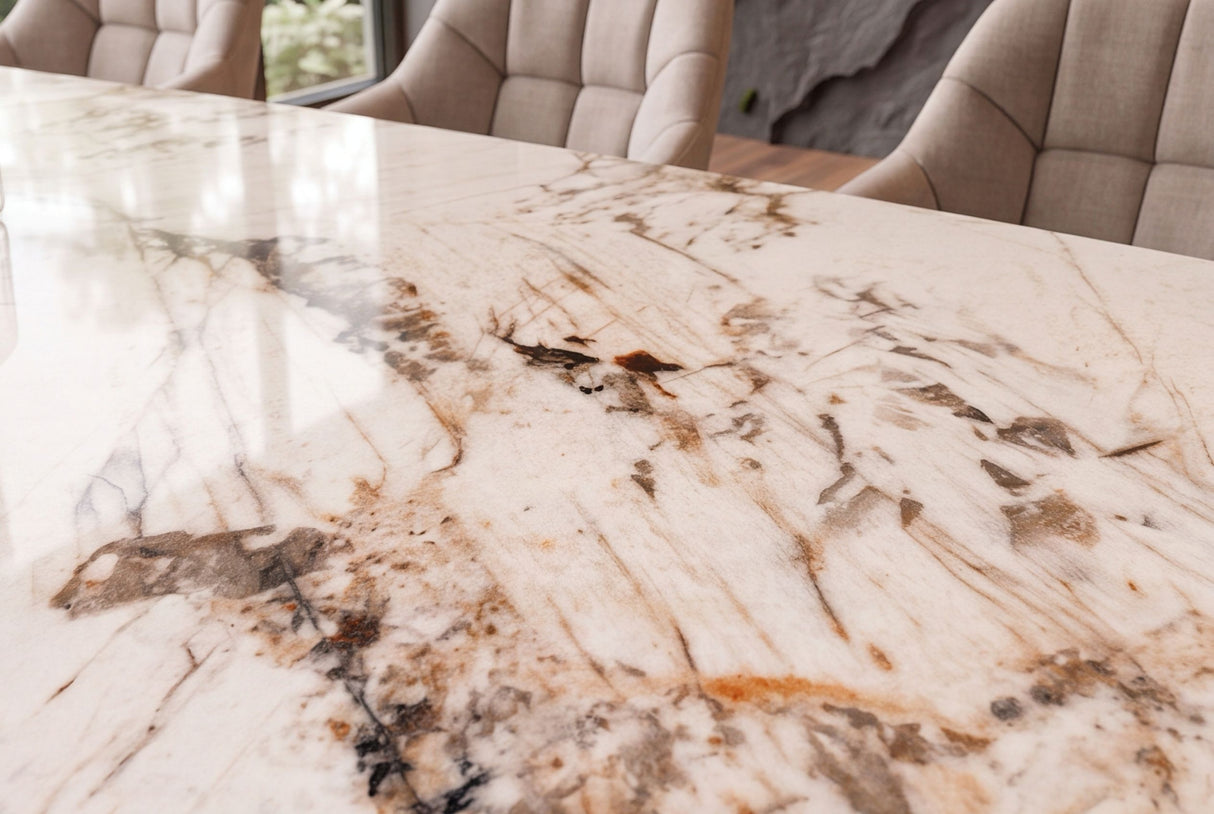 Dining table INFINITY 180-220-260cm boat-shaped extendable pandora ceramic white brown