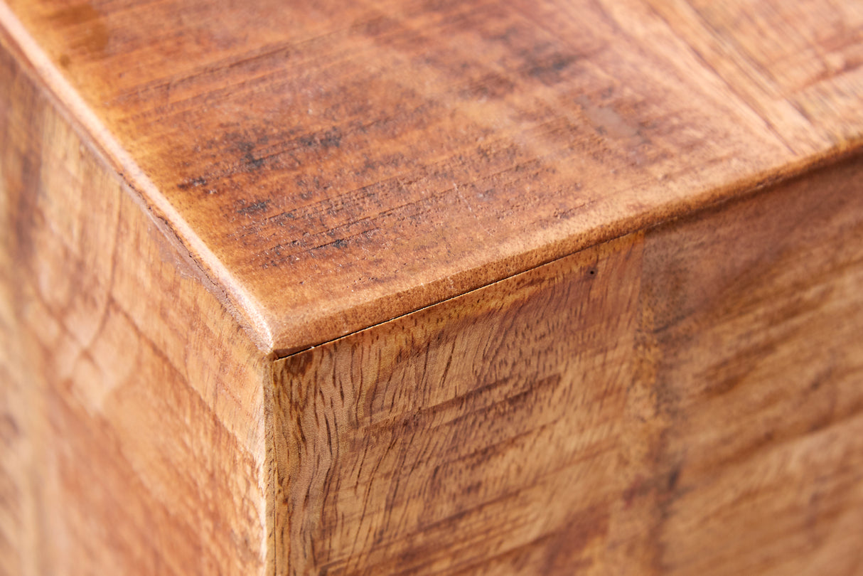 Side table stool FACTORY 40cm with wheels mango wood natural