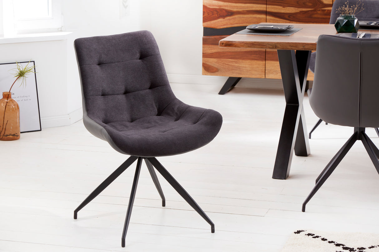Chair DIVANI retro style microfibre dark grey