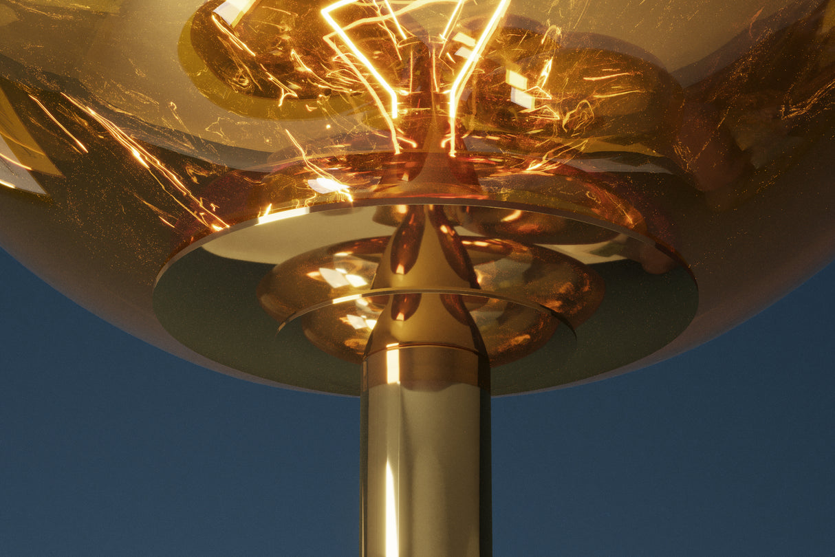 Stehleuchte LIQUID DIAMOND 170cm 7 Glasschirme Stahlgestell gold