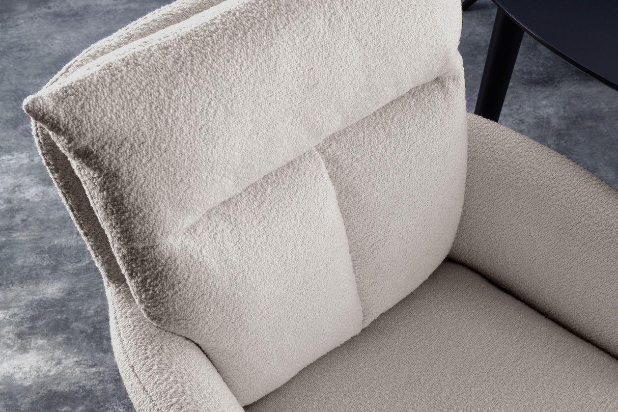 Drehstuhl BIG GEORGE 360° mit Armlehnen Bouclé beige