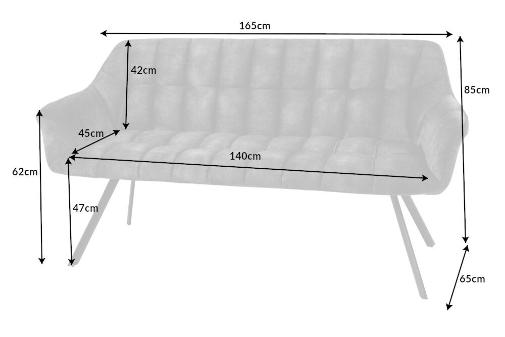 Bench PAPILLON 165cm velvet mustard yellow