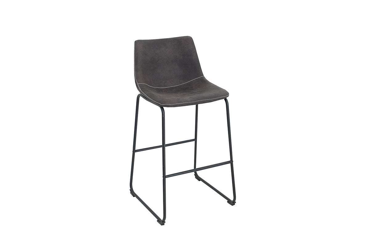 Barstuhl DJANGO Mikrofaser Vintage Grau mit schwarzen Eisenbeinen