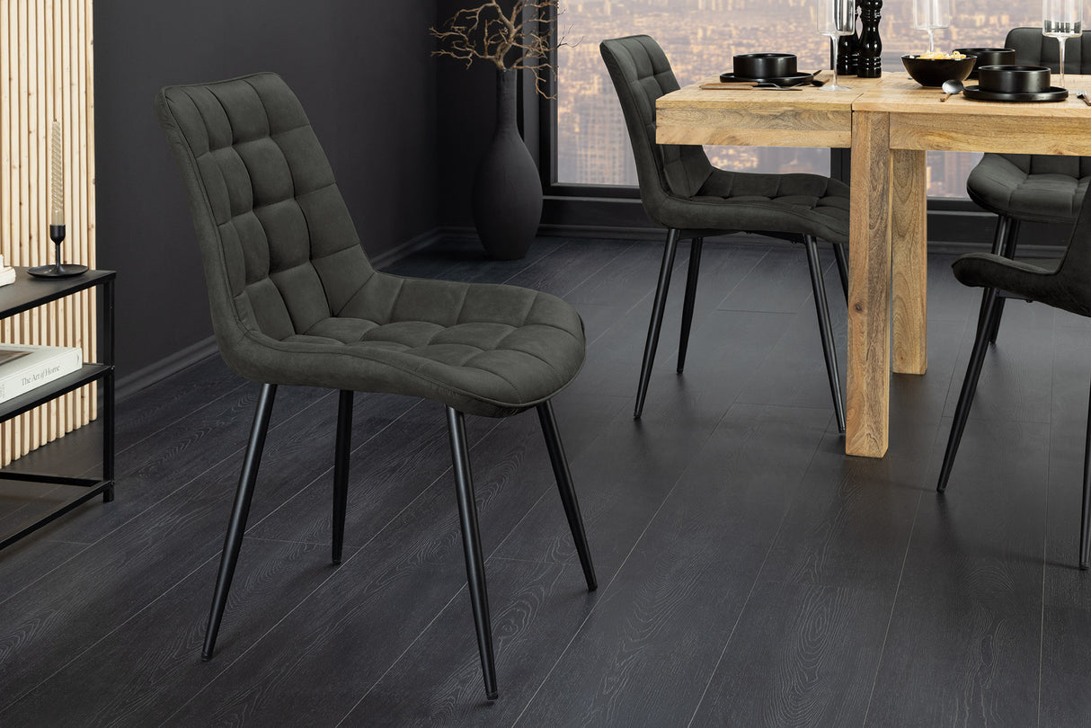 Stuhl ROADSTAR Microfaser dunkelgrau mit schwarzen Metallbeinen