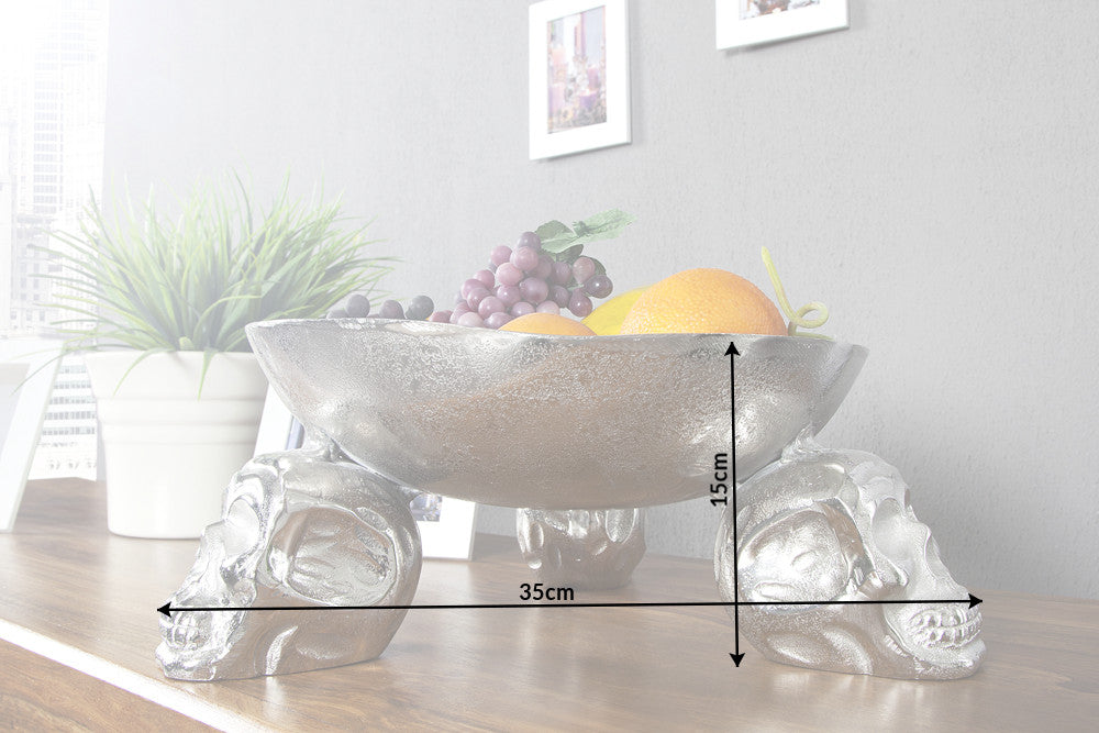 Obstschale SKULL 35cm Aluminium silber