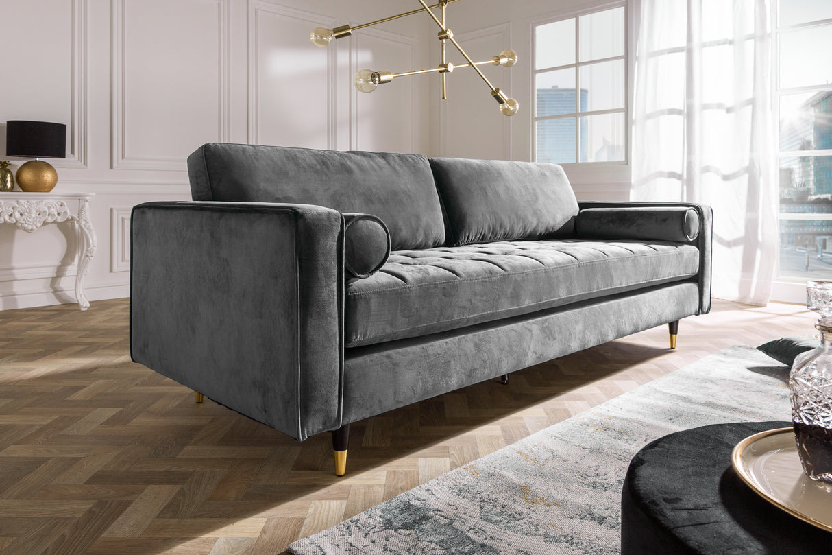 Sofa COZY VELVET 220cm 3-seater velvet grey