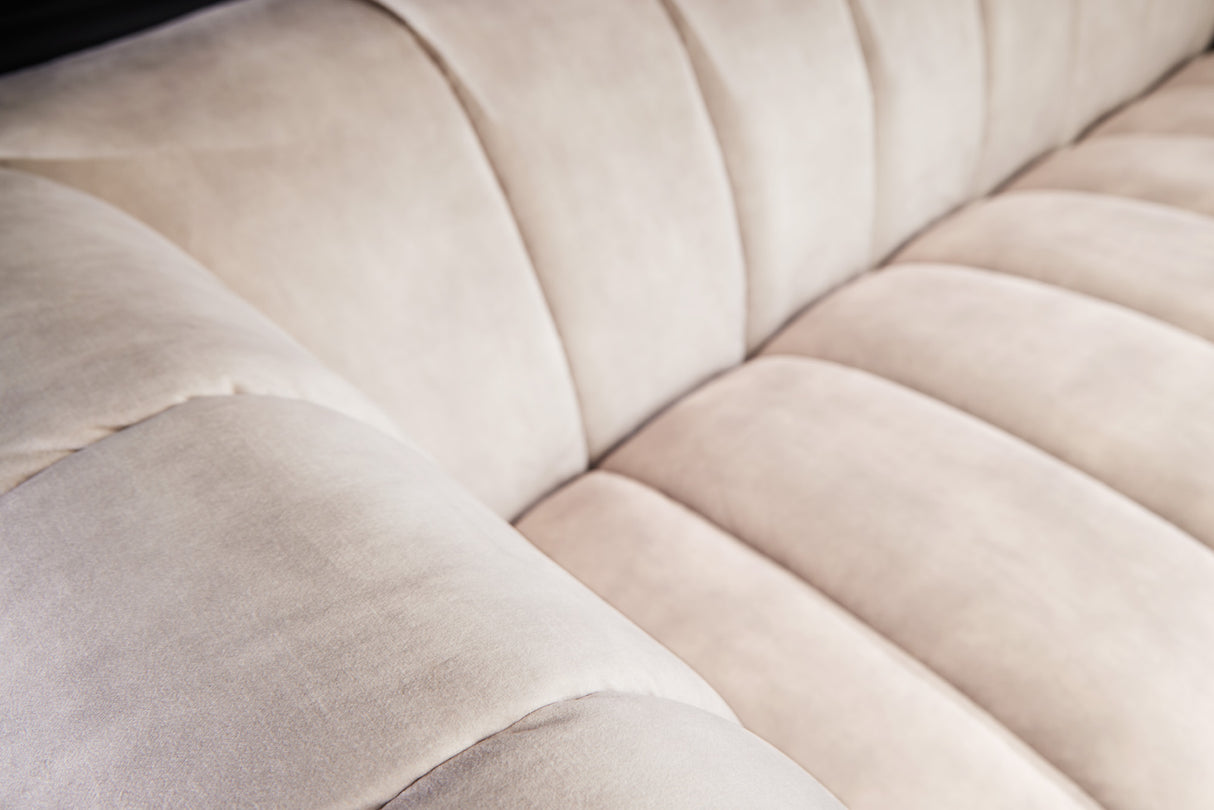 Sofa NOBLESSE 225cm 3-Sitzer Struktursamt Champagner mit schwarzen Füßen