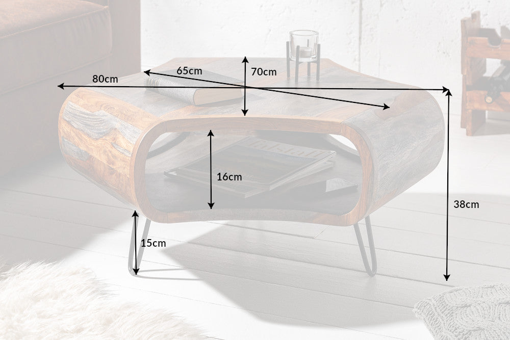 Coffee table ORGANIC LIVING 80cm sheesham wood grey