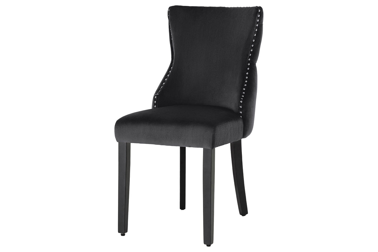 Chair CASTLE DELUXE w/ lion´s head handle velvet black legs black in chesterfield style