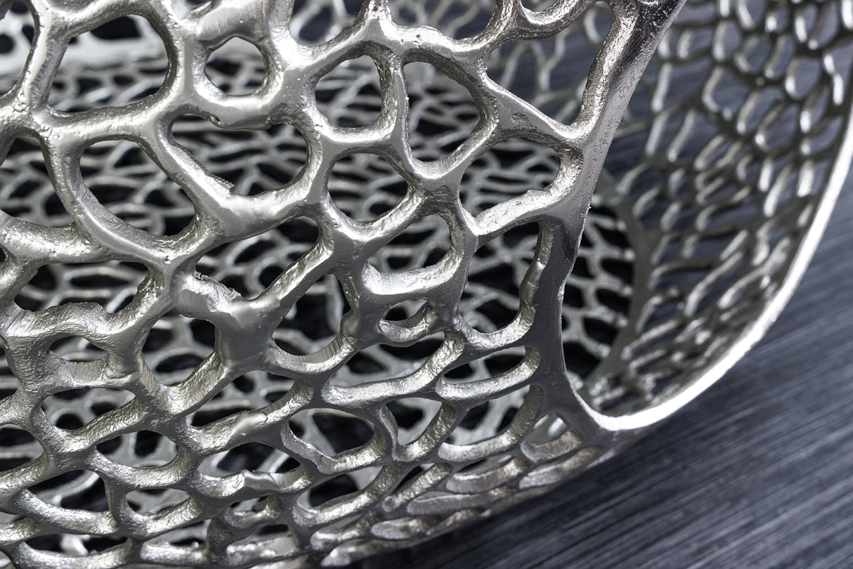 Couchtisch SPIN 40cm gehärtetes schwarzes Glas silberne Basis