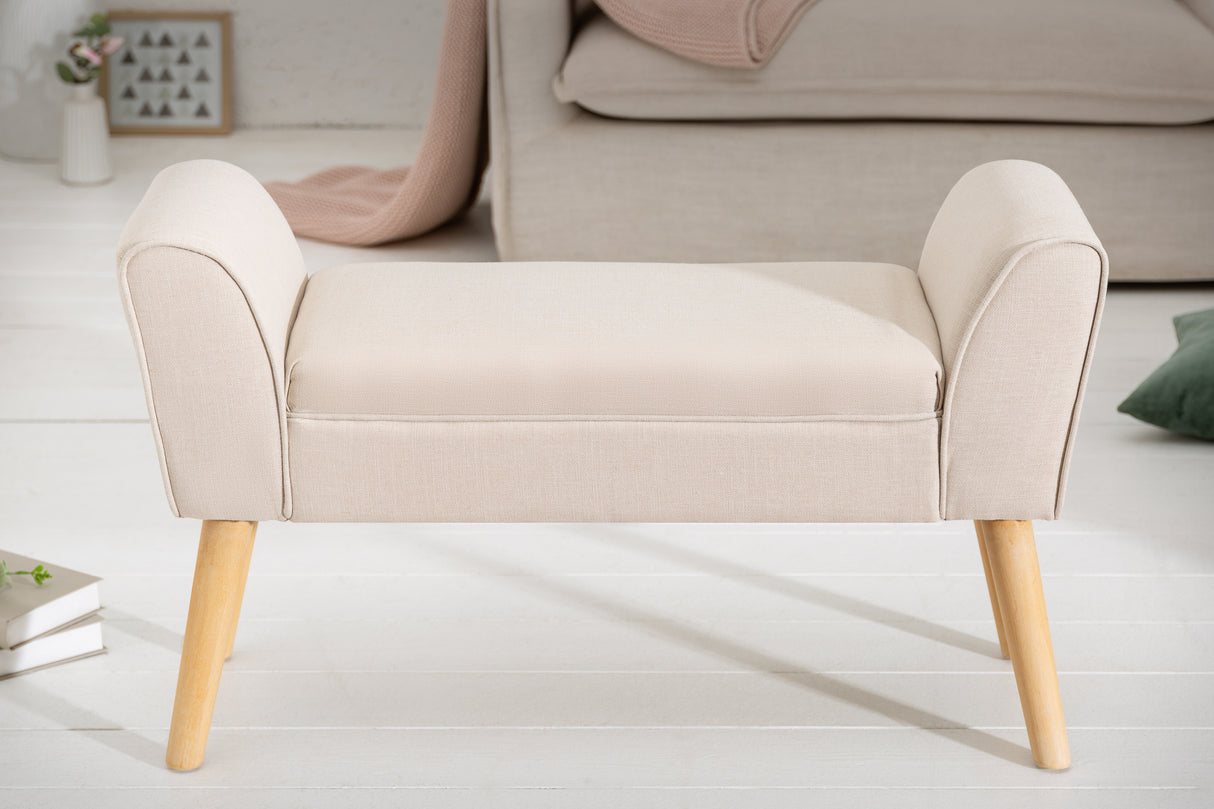 Bank SCARLETT 90cm Leinenstoff beige