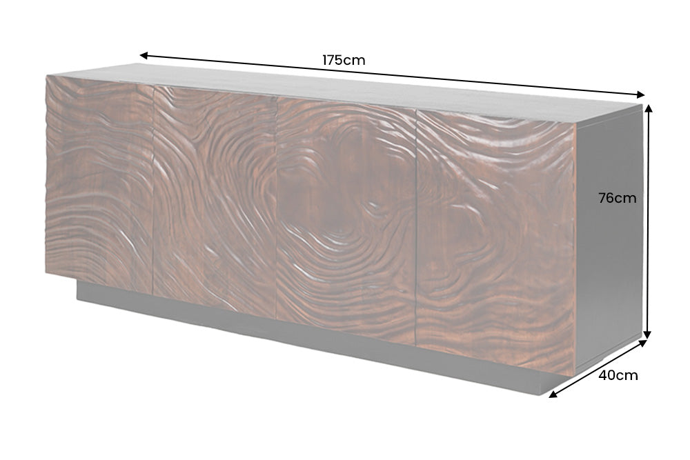 Sideboard FLUID 175cm 3D acacia wood black and dark walnut brown