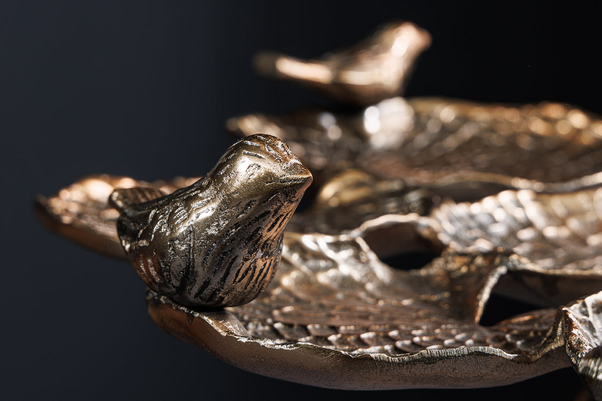 Beistelltisch BIRDS 60cm Blatt Design Antik Messing Outdoor