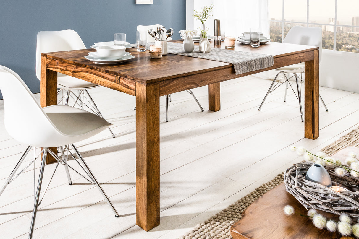 Dining table LAGOS 160-240cm w/ pegboards sheesham