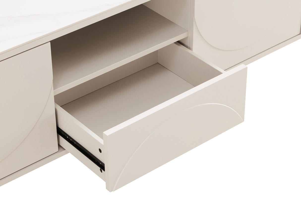 TV Board SAVOY 150cm 3D w/ white marble ceramic top
