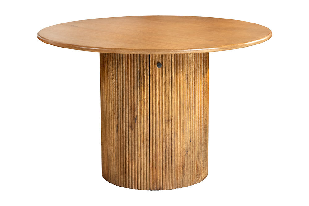 Esstisch TRES CHIC Ø 120cm rund Mangoholz braun mit Stauraum