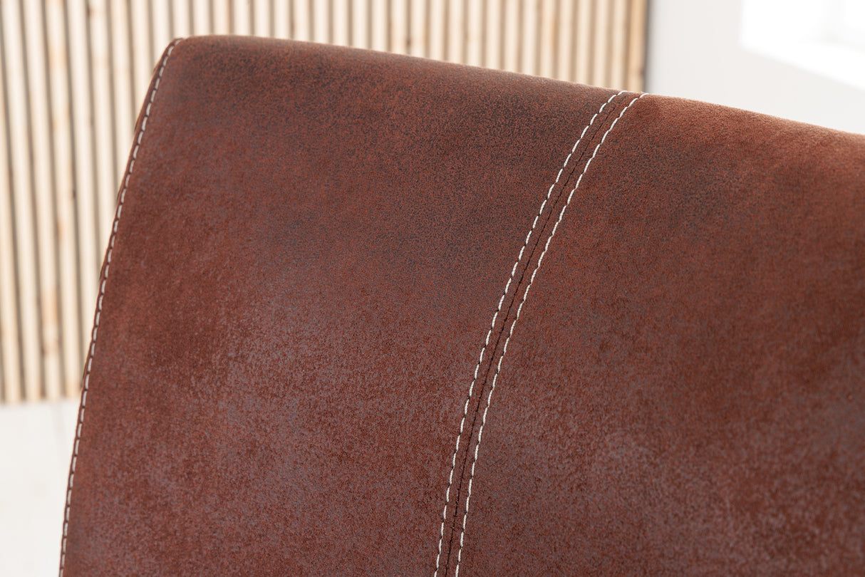 Cantilever chair SAMSON w/ silver handle and frame microfibre dark coffee