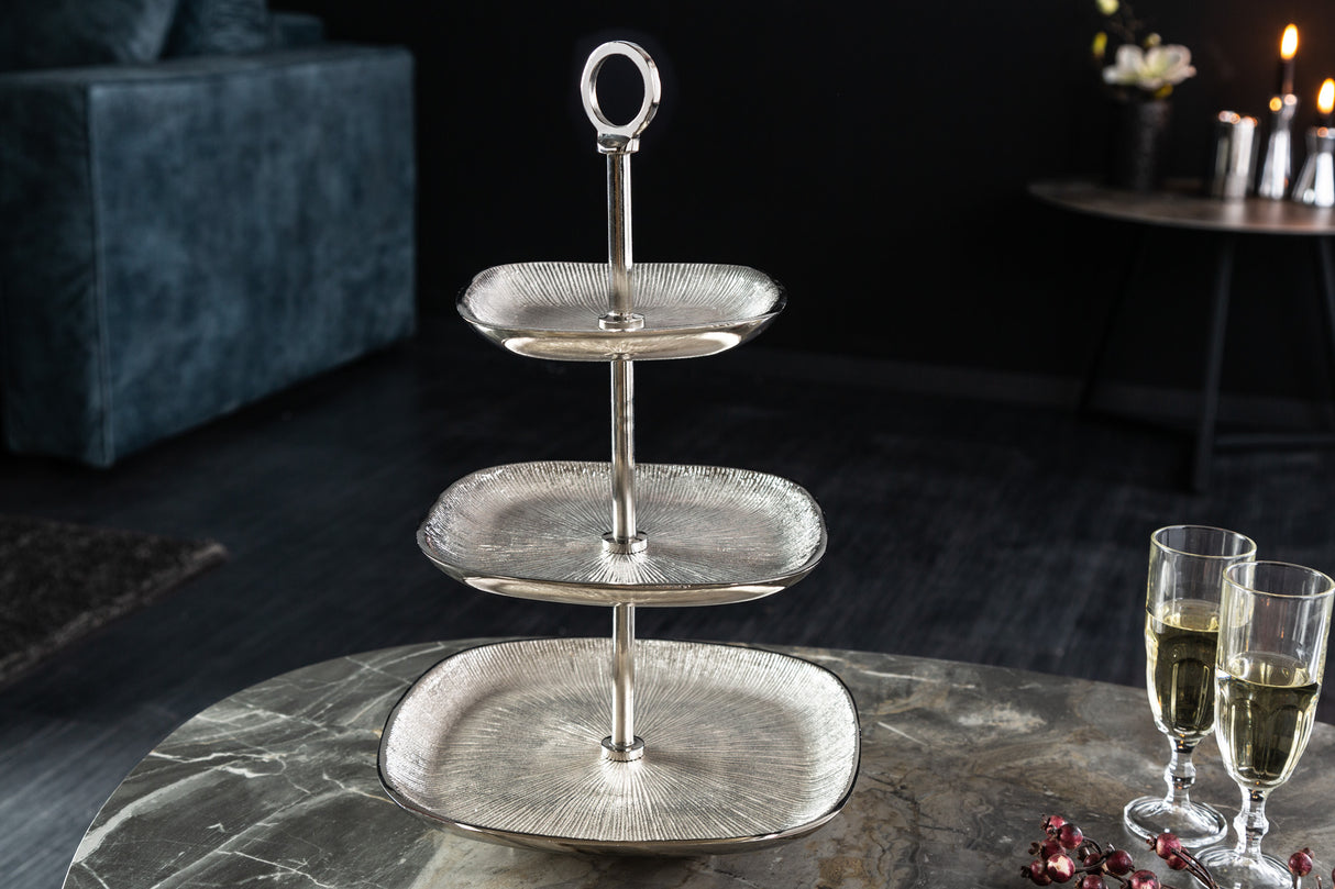 Etagere ORIENT 45cm 3 trays vintage silver