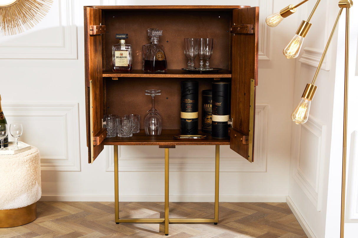 Highboard GATSBY 125cm retro style mango wood gold