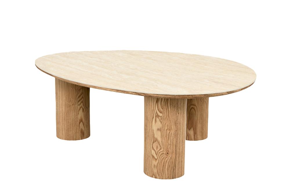 Coffee table ORGANIKO 110cm natural ceramic look w/ oak wood look frame