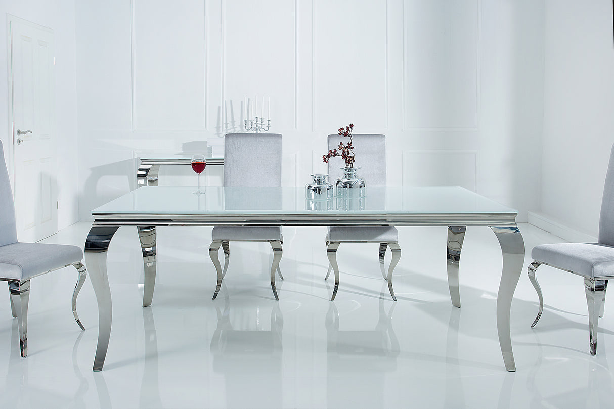 Esstisch MODERN BAROCK 180cm Hartglas weiß