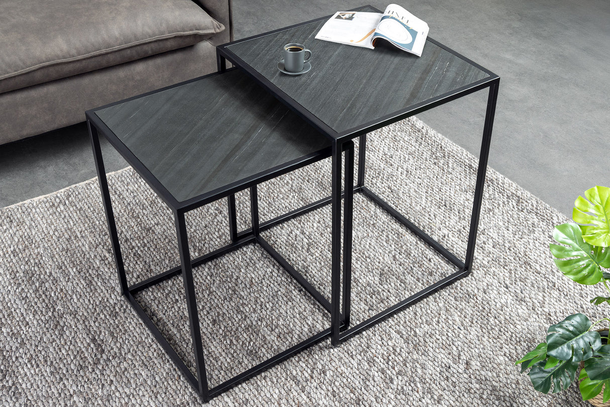 Couchtisch MOUNTAIN SOUL 45/40cm 2er Set Marmoroptik schwarz