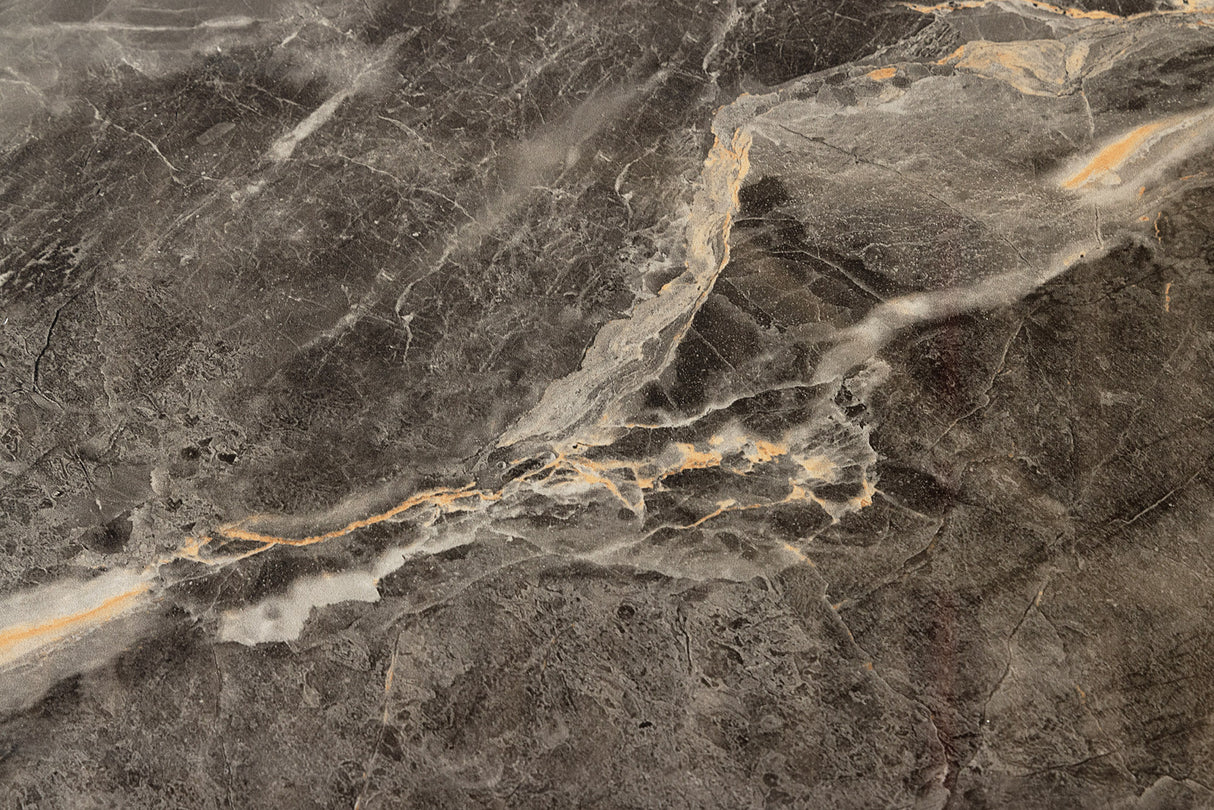 Esstisch UNIQUE 200cm ovales Gestell Walnussholz furniert Keramik graue Marmorplatte