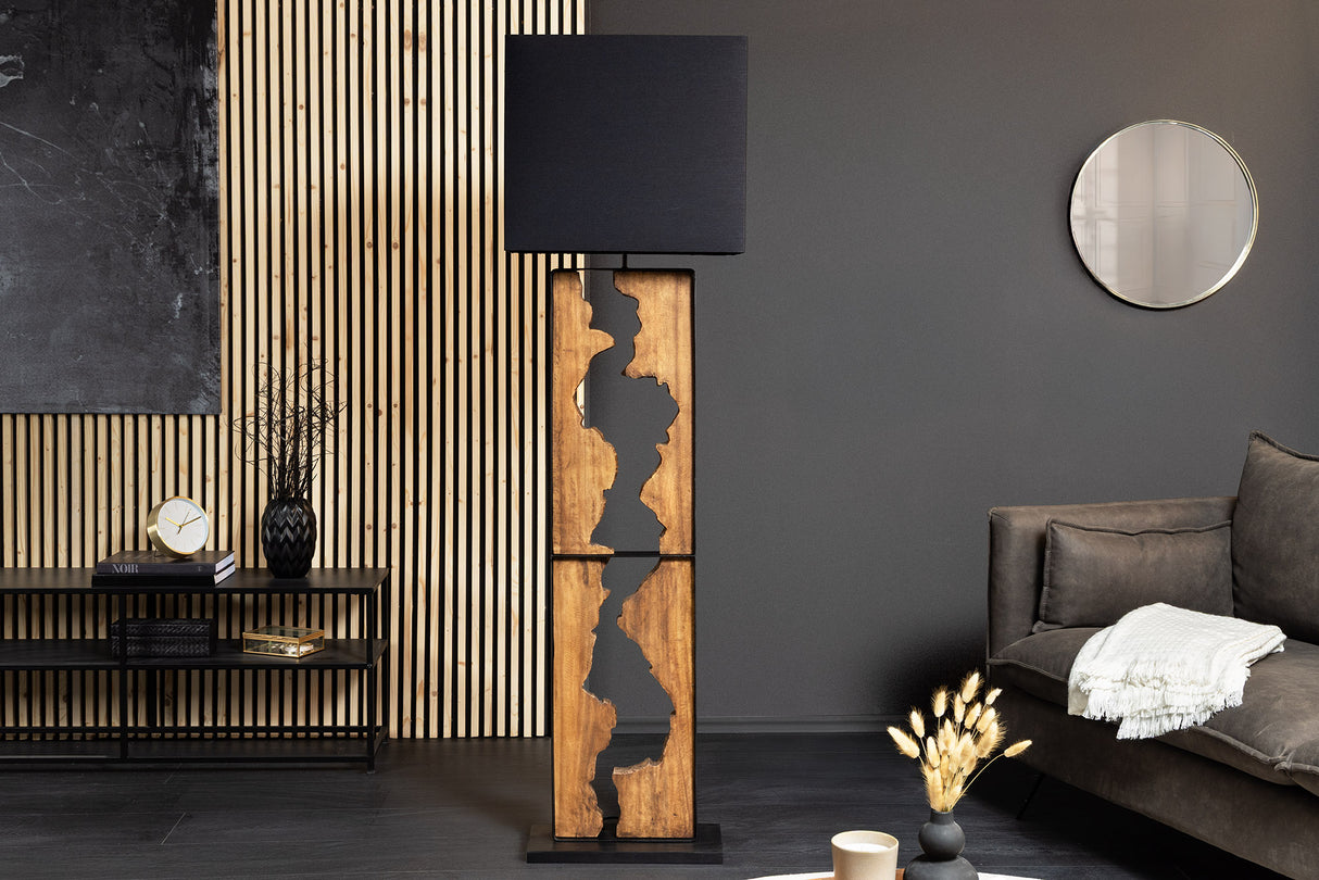 Stehleuchte DESIGNED BY NATURE 165cm Regenbaumholz natur schwarz