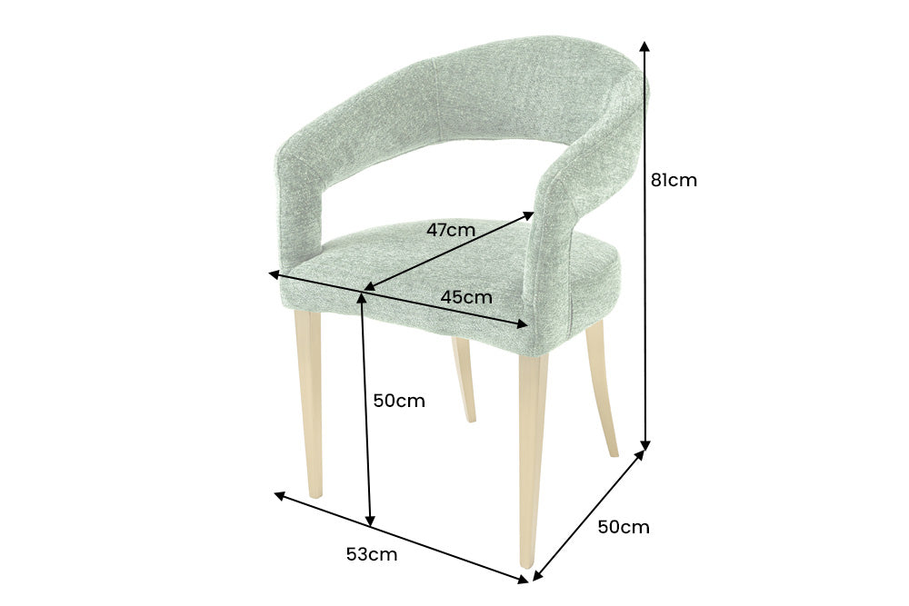 Chair BOUTIQUE green textured fabric w/ champagne golden legs