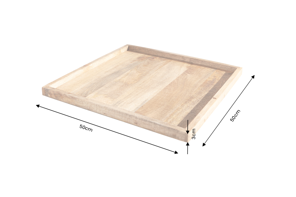 Tablett MAKASSAR 50cm mit erhöhtem Rand Mangoholz natur
