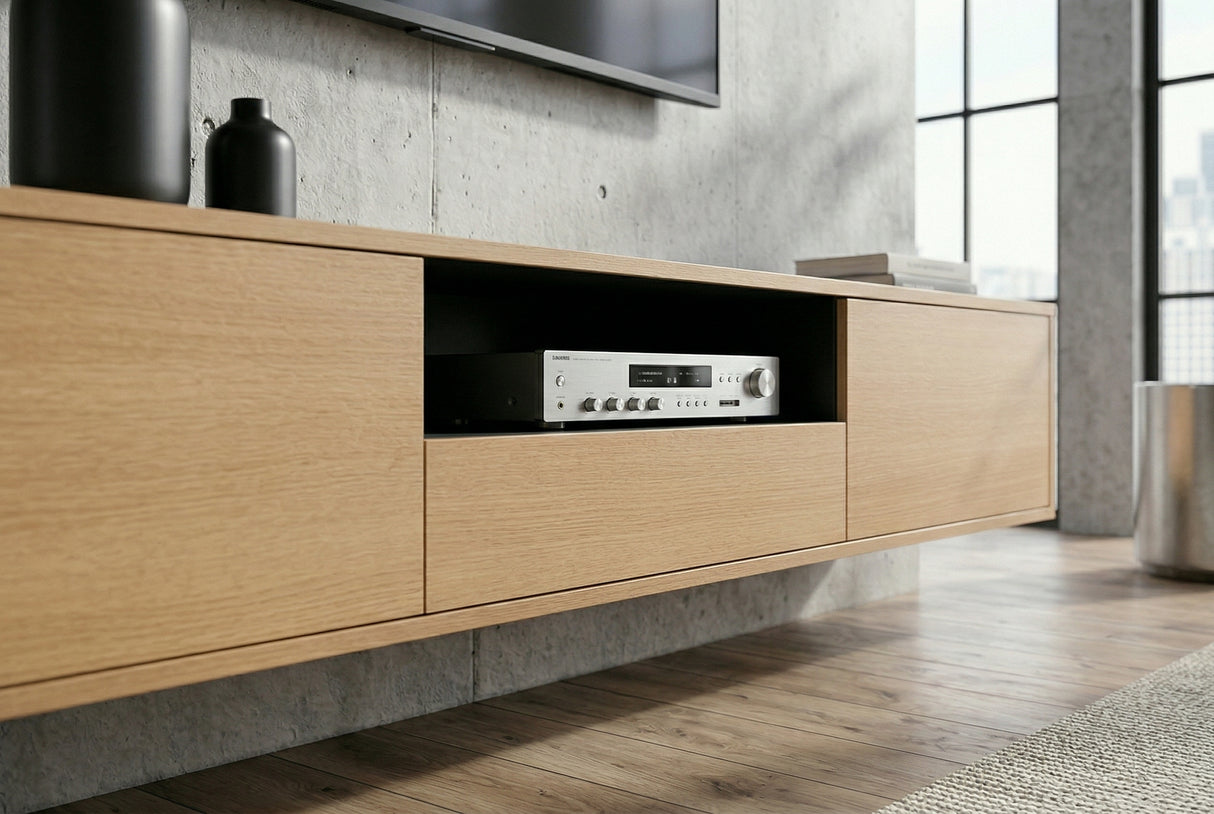 TV-Board LOFT 200 cm hängend natur schwarz