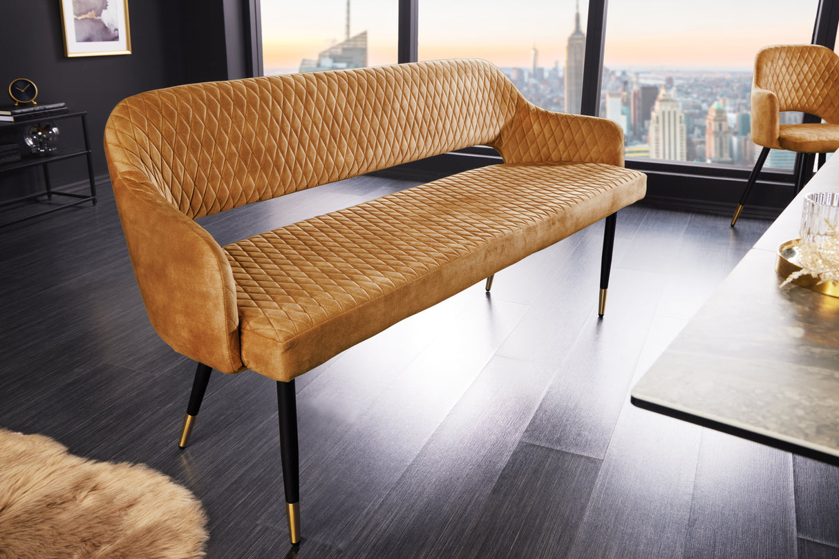 Bank PARIS 160cm Samt senfgelb