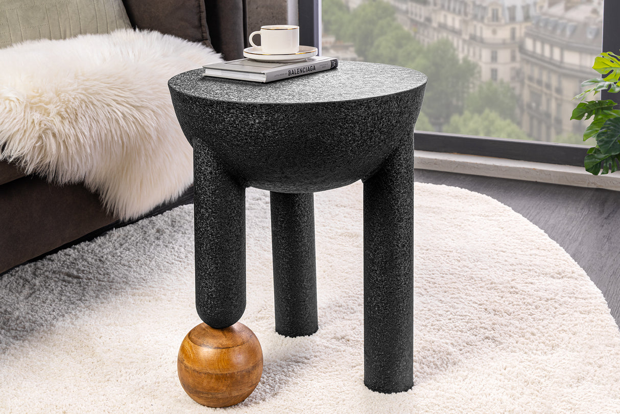 Beistelltisch ABSTRACT 50cm Eisen schwarz mit Mangoholz Bullet