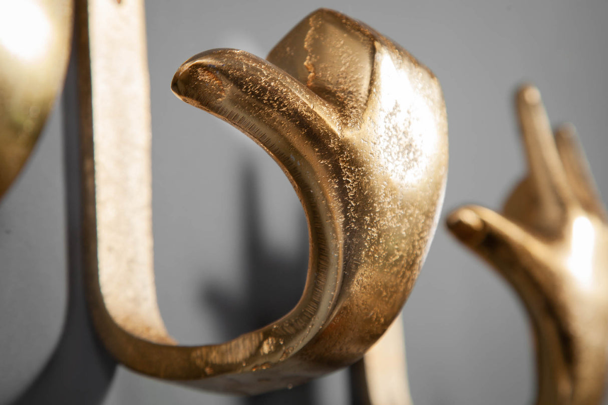 Coat hook FINGERS set of 3 gold