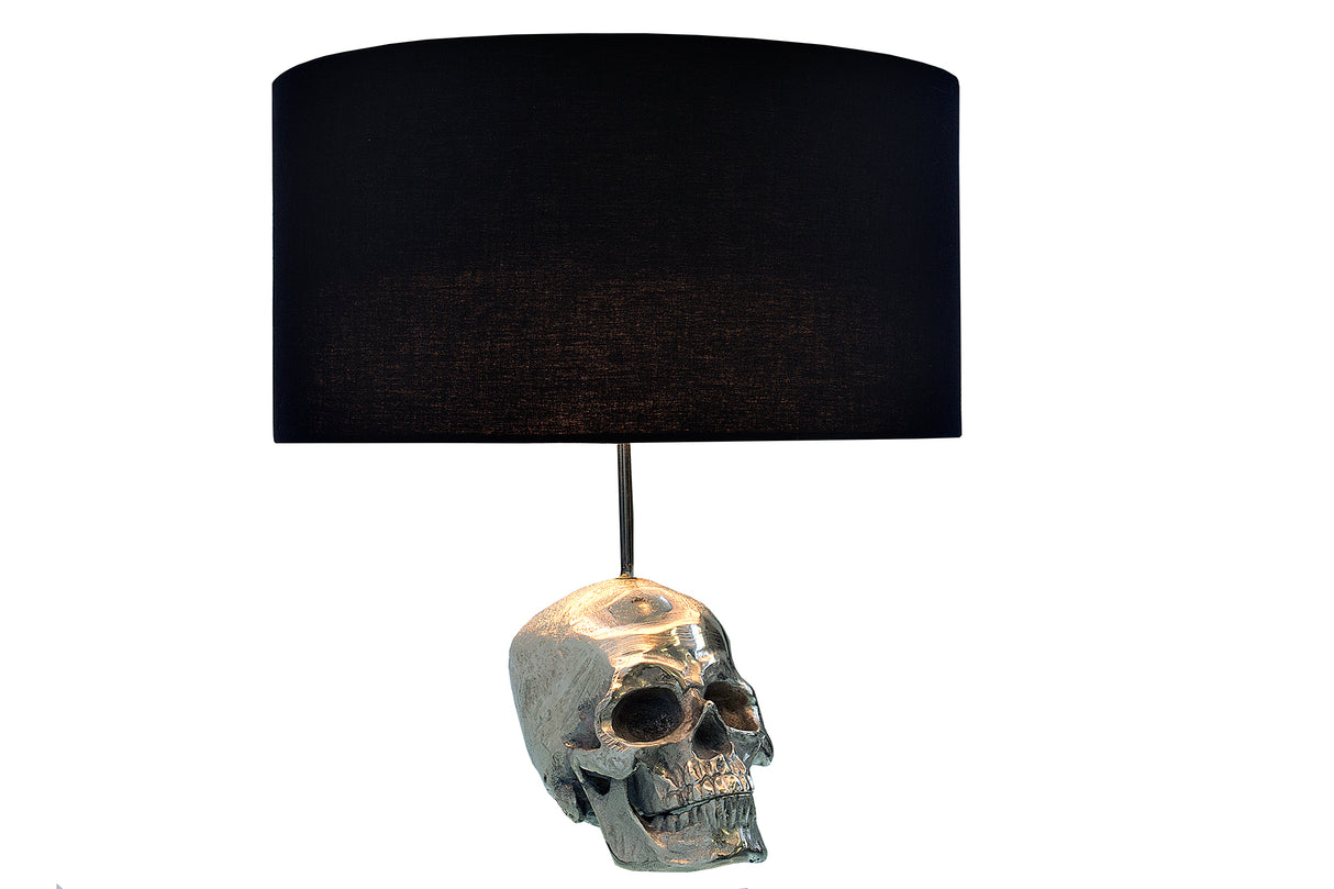 Tischleuchte SKULL 44cm Leinenschirm schwarz