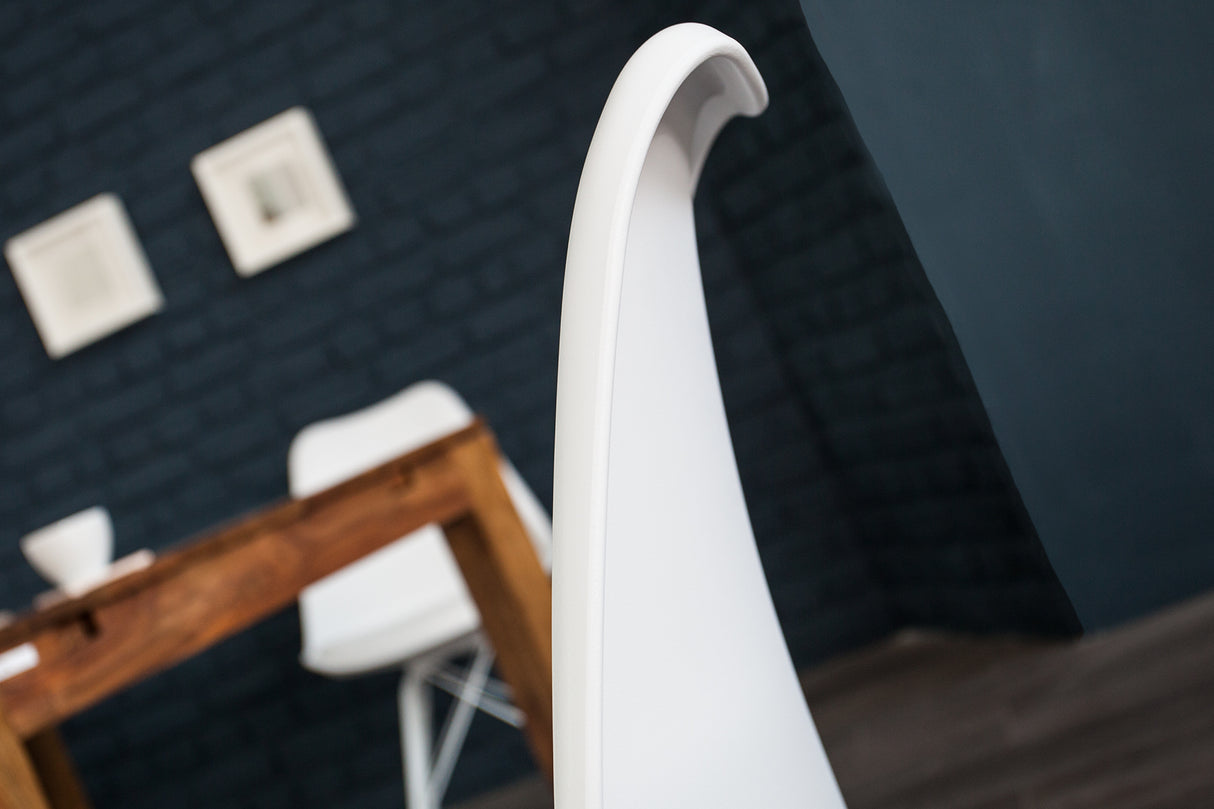 Chair SCANDINAVIA MASTERPIECE retro style white with white legs