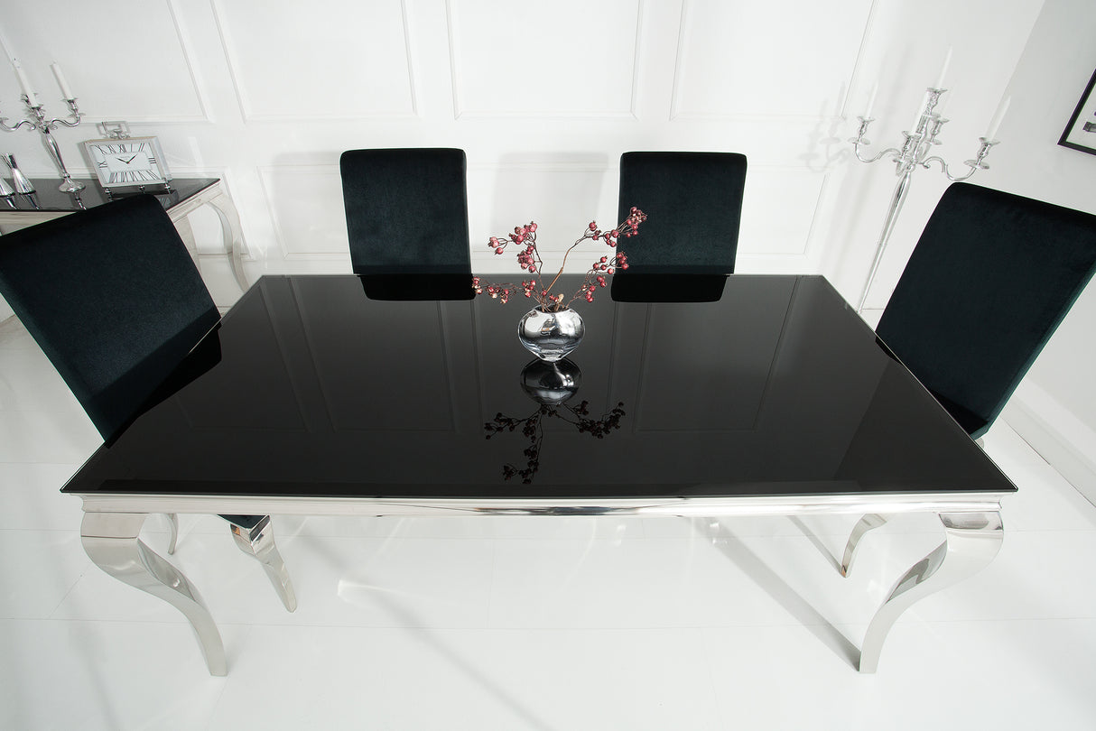 Dining table MODERN BAROCK 180cm tempered opal glass black