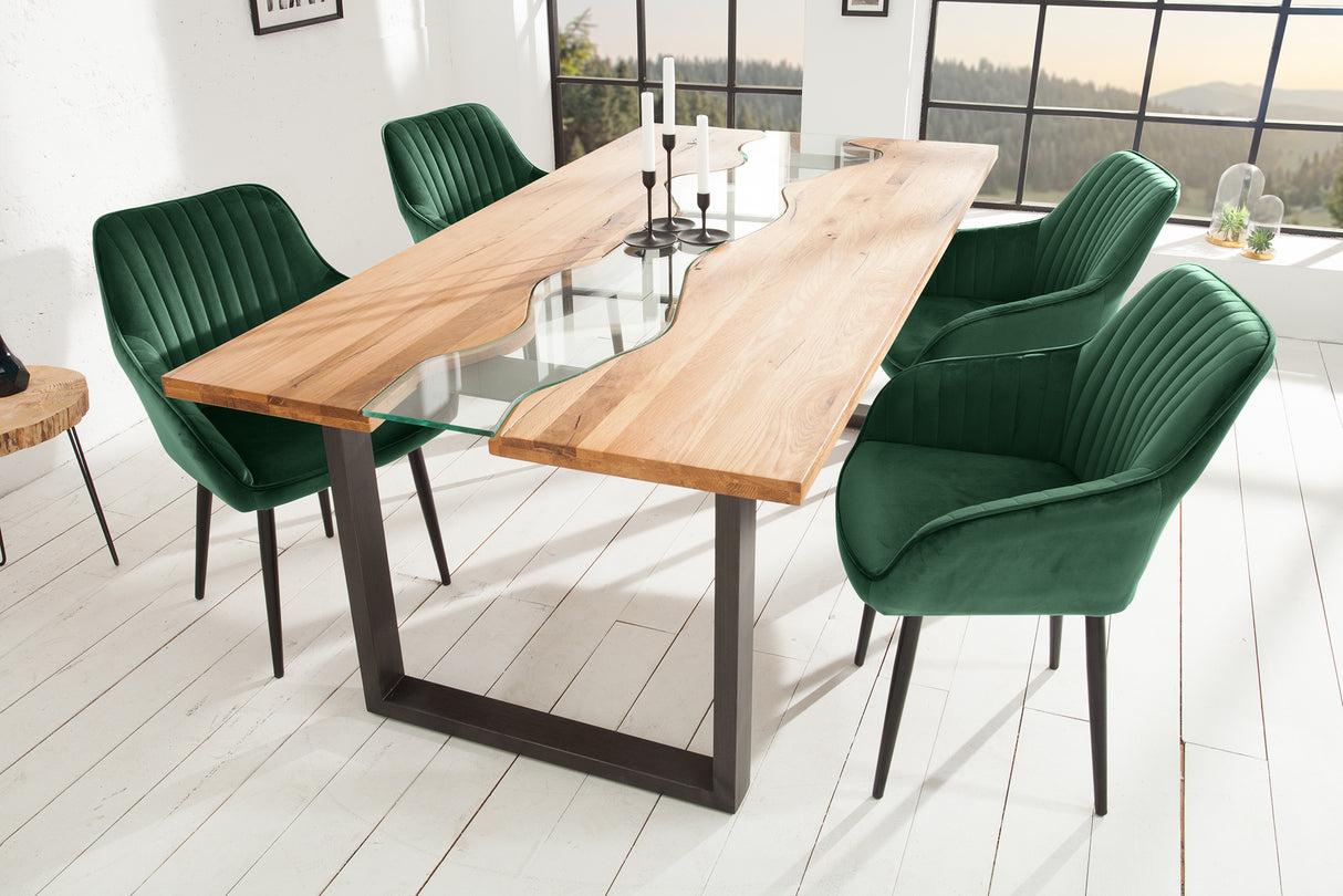 Stuhl TURIN mit Armlehnen Samt smaragdgrün